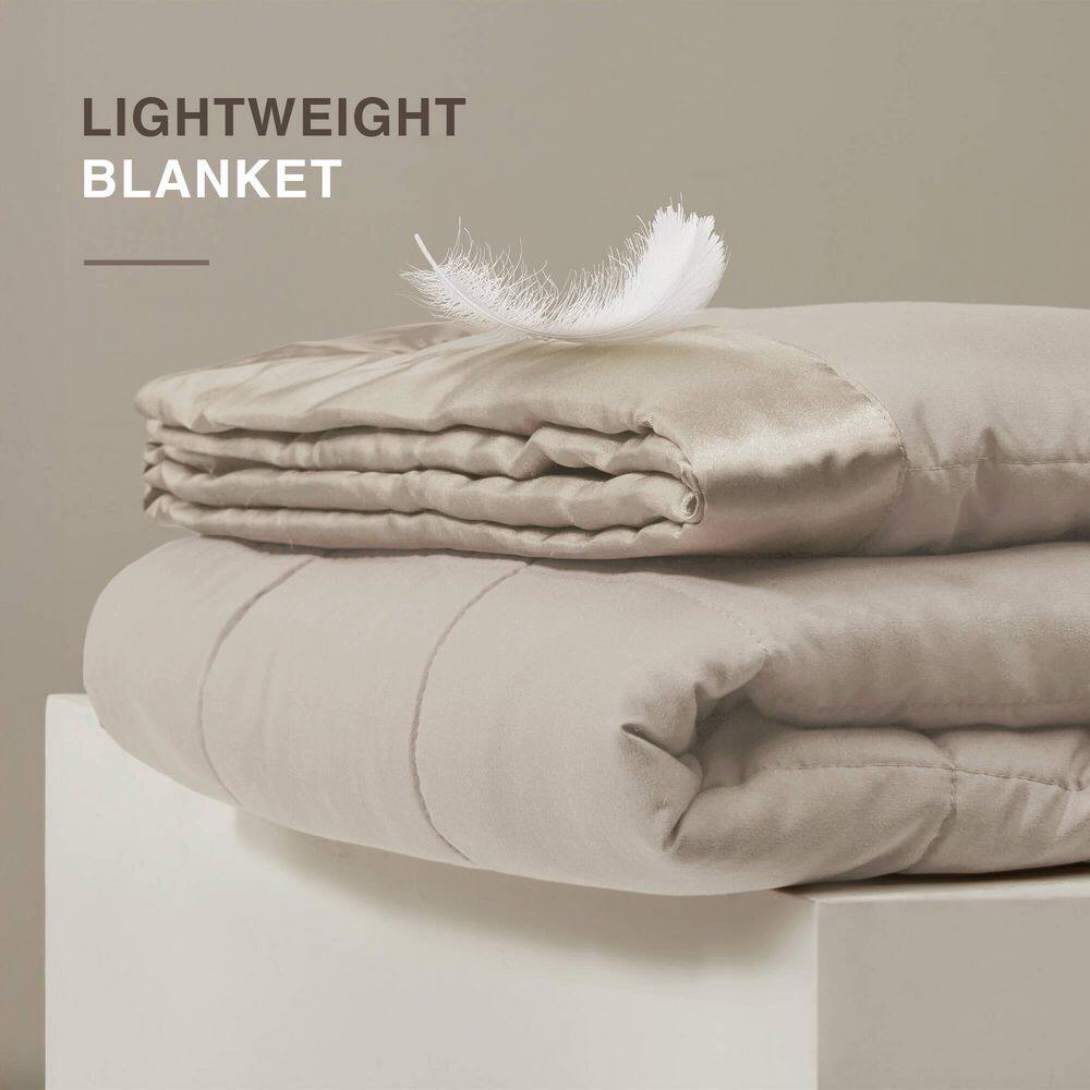 King Size Gray Down Alternative Blanket with Satin Trim