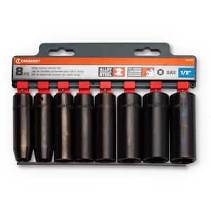 1/2 in. Drive 6 Point SAE Deep Impact Socket Set (8-Piece)