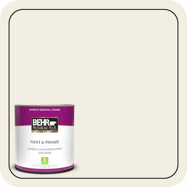 BEHR PREMIUM PLUS 1 qt. #YL-W05 Swiss Coffee Eggshell Enamel Low Odor Interior Paint & Primer