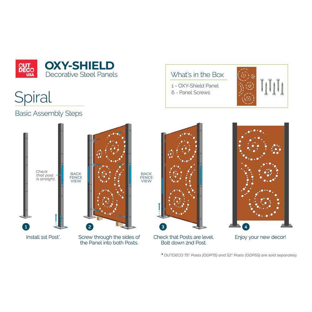 Rustic Spiral Decorative Corten Steel Screen Panel