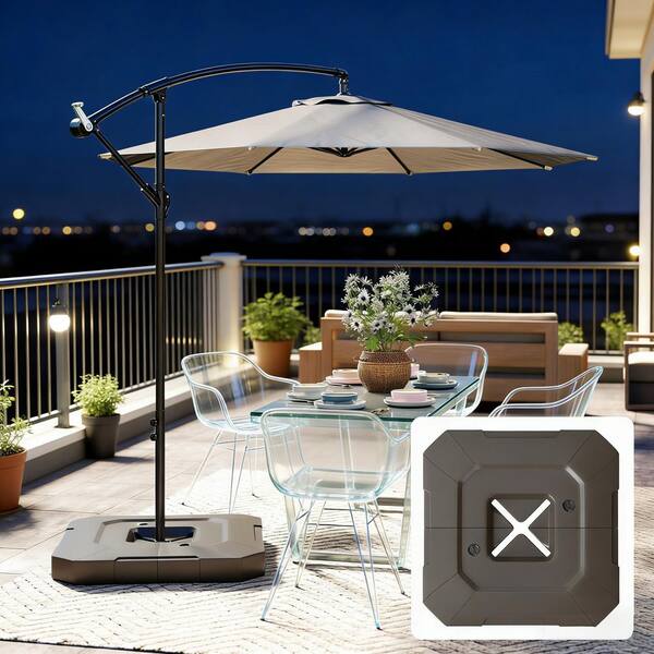 counterweight for patio umbrella 39.8 in. HDPE Outdoor Patio Umbrella Base Cantilever Umbrella Base in Brown  Base-1