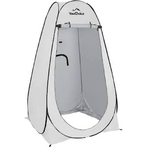 1-Person Portable Pop Up Shower Changing Toilet Tent Camping Privacy Shelters Room with Carrying Bag in Gray and White