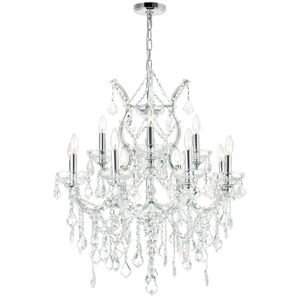 CWI Lighting Maria Theresa 13-Light Chrome Indoor Chandelier With Glass ...