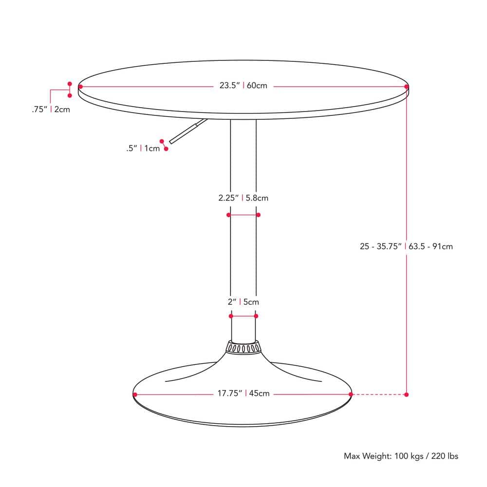 Adjustable Height Black and Chrome Round Bar Table