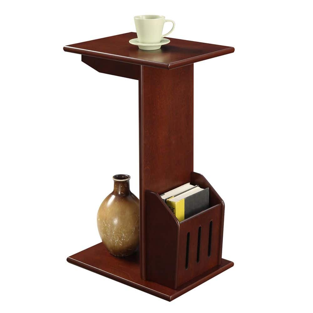 Mahogany C-Shaped Magazine Holder Side Table