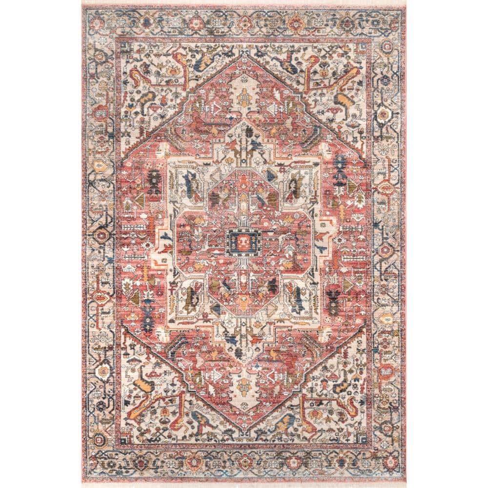 Harriet Orange Vintage Medallion Square Area Rug