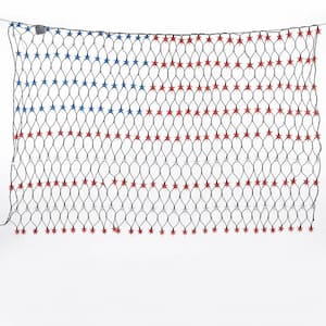 420 LED Red White Blue Plastic Waterproof American Flag Net Light Festival Holiday Party Yard Garden Decoration, 1 Pack