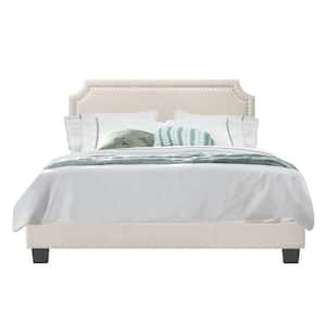 Regal Beige Linen Full Upholstered Bed