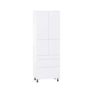 Fairhope Bright White Slab Assembled Pantry Kitchen Cabinet with 5 Drawers (30 in. W x 89.5 in. H x 24 in. D)