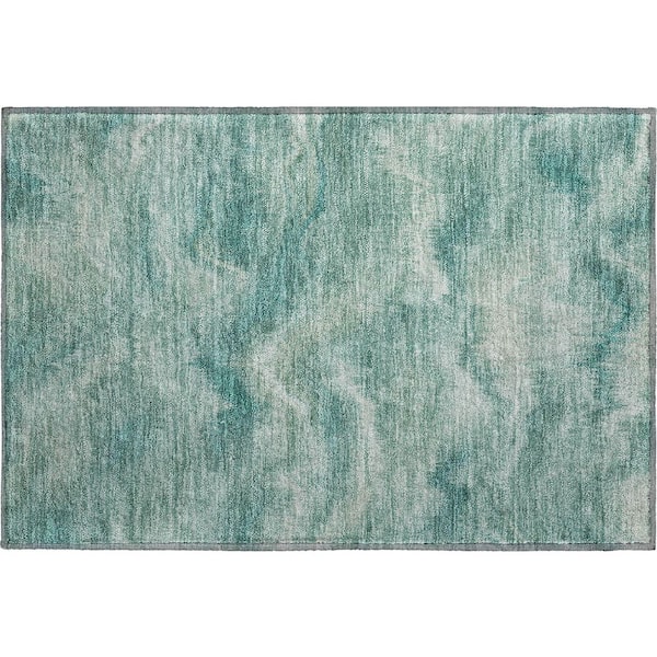 Mayfield Premium Machine Washable Abstract AMF2095 Teal 2 ft. x 3 ft. Accent Rug