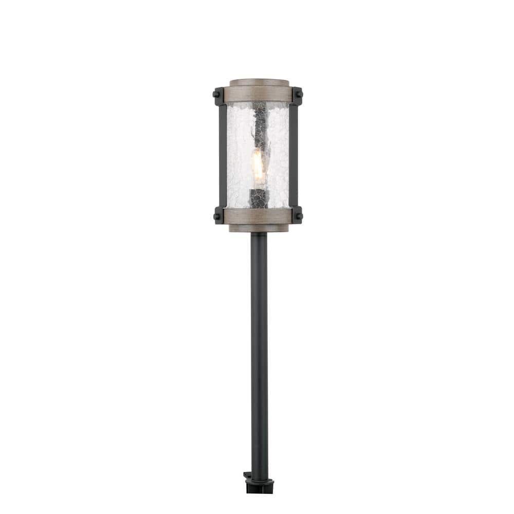Collier Low Voltage Gray Wood Outdoor Landscape Path Light with Clear Seedy Glass