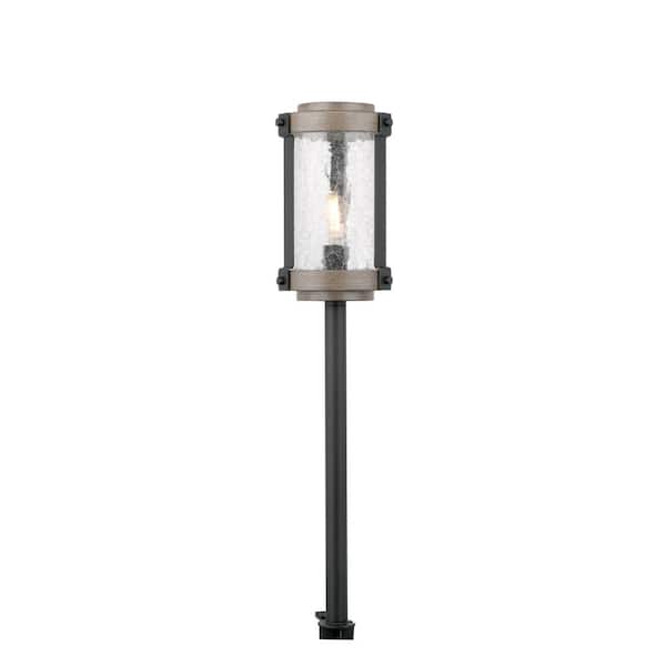 Hampton Bay Collier Low Voltage Gray Wood Outdoor Landscape Path Light with Clear Seedy Glass