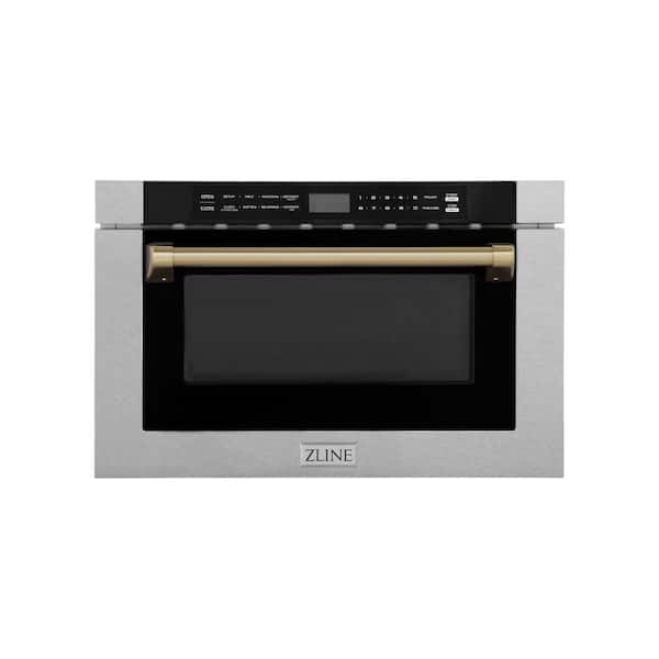 ZLINE Kitchen and Bath Autograph Edition 24 in. Built-In Microwave Drawer in Fingerprint Resistant Stainless & Traditional Champagne Bronze