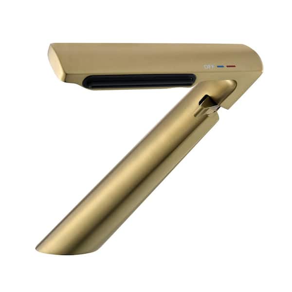 AIMADI Single Handle Single Hole Bathroom Faucet Modern Brass Waterfall Bathroom Sink Faucets in Brushed Gold