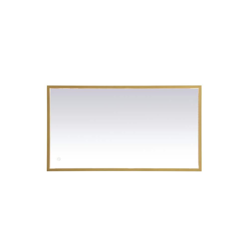Timeless Home 20 in. W x 36 in. H Aluminum Brass LED Mirror