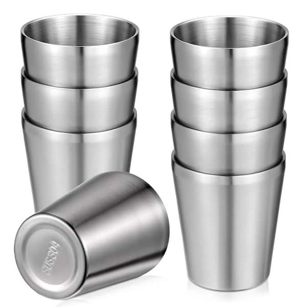 8-Pack 10 oz. Stainless Steel Double Wall Insulated Cups Reusable Stackable Metal Camping Mugs for Party