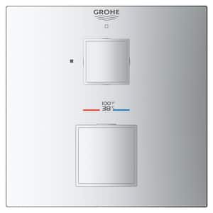 Grohtherm Cube Single Function 2-Handle Trim Kit in Starlight Chrome (Valve Not Included)