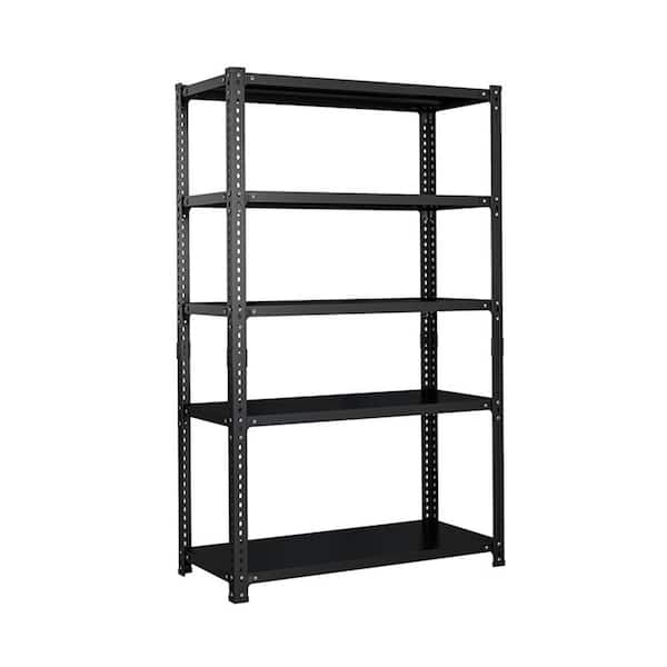 Kahomvis 5-Tier Carbon Steel Adjustable Garage Storage Shelving Unit in Black (47.24 in. W x 70.87 in. H x 19.69 in. D)