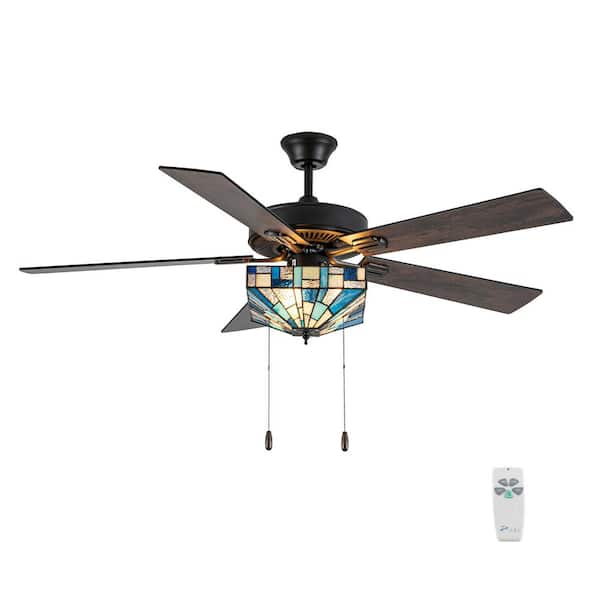 Thane 52 in. 3-Light Indoor Tiffany Stained Glass Ceiling Fan with Light Kit