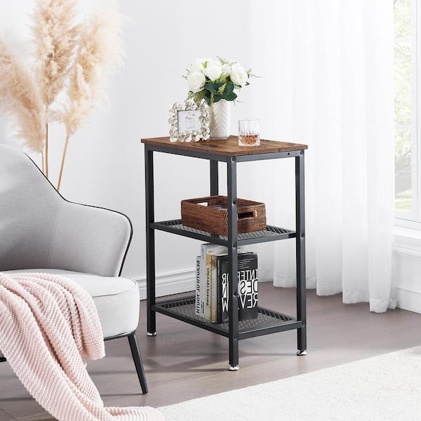 VECELO 3 Tier End Table, Vintage Storage Rack with Open Shelves, Gray Side  Table with Rectangle Shelf，13.8W x 23.6D x 30H KHD-XF-NT06-BRN - The  Home Depot