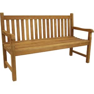 60 in. 2-Person Teak Outdoor Patio Garden Bench - Mission Style