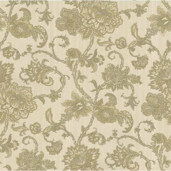 Brewster Belinda Gold Beige Trail Wallpaper Roll