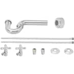 Victorian Style Freestanding Pedestal Sink Kit with Supply Line, P-Trap and Cross Handle Angle Stops, Polished Chrome