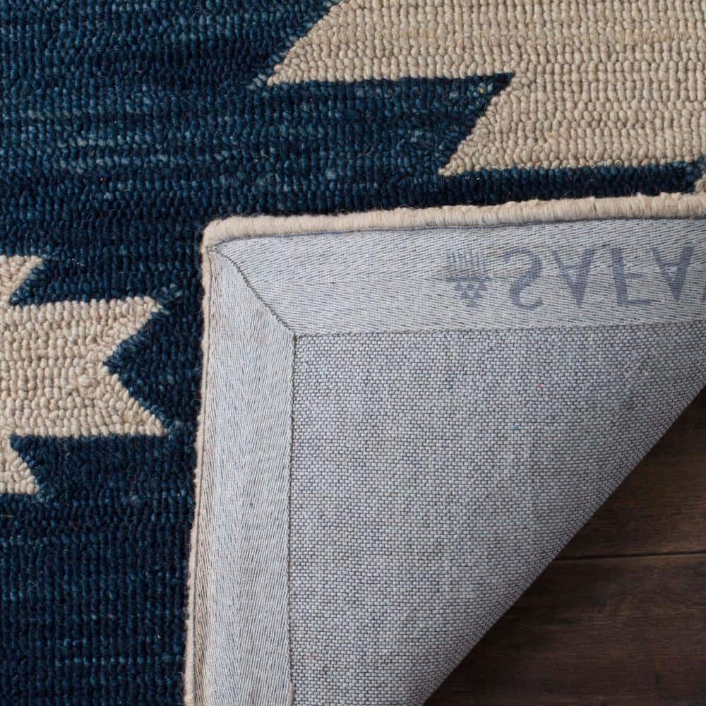 Ivory Geometric Tufted Wool Square Area Rug 8' x 10'