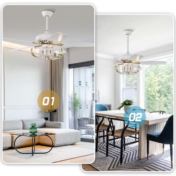 52 in. Smart Indoor/Outdoor White Ceiling Fan with Remote Control
