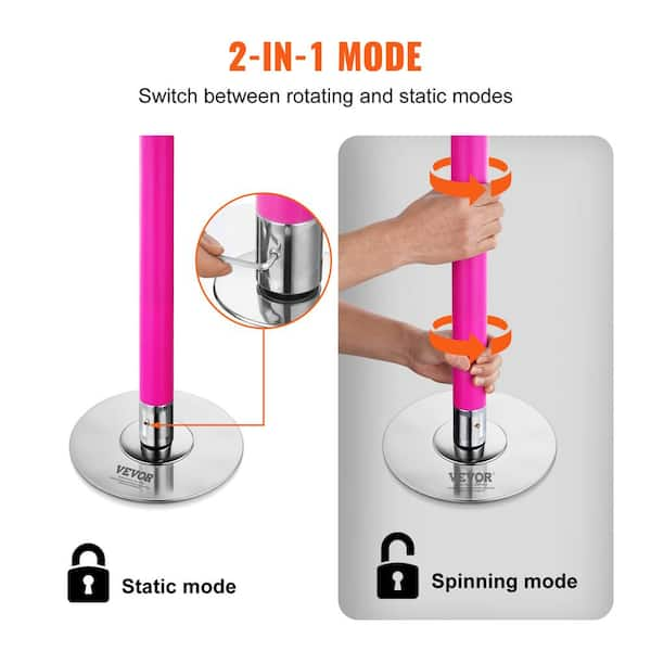 Portable fitnesspole Spinning or static outlet modes