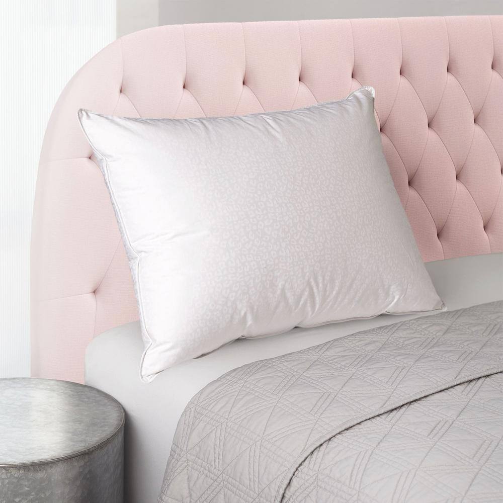 Standard White Down Leopard Jacquard Pillow with 300 Thread Count