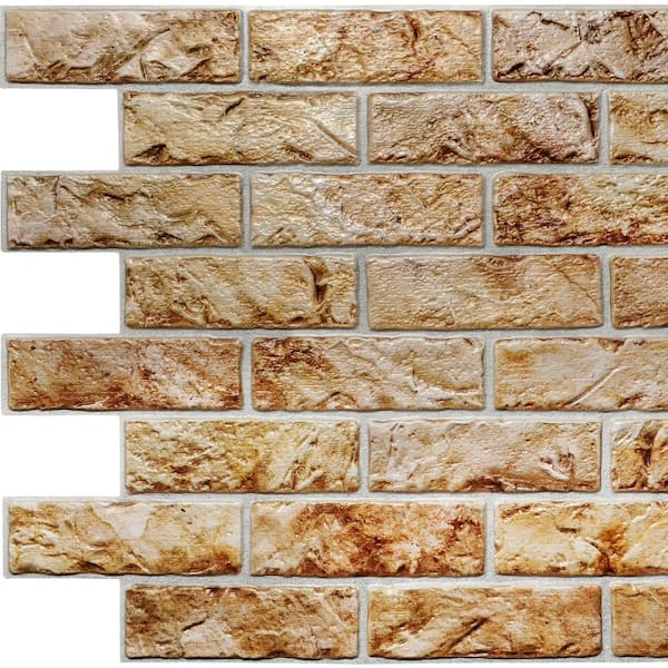 Dundee Deco 3D Falkirk Retro II 39 in. x 23 in. Copper Brown Faux Bricks PVC Wall Panel (10-Pack)