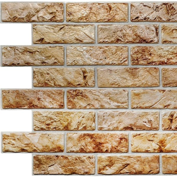 Dundee Deco 3D Falkirk Retro II 39 in. x 23 in. Copper Brown Faux Bricks PVC Wall Panel (5-Pack)