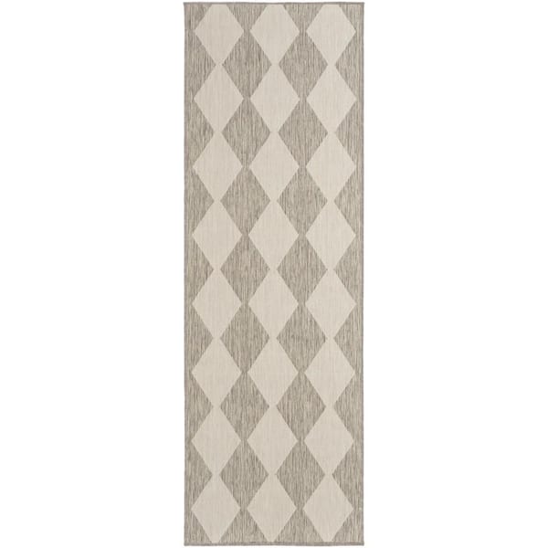 Positano Light Grey 2 ft. x 8 ft. Diamond Contemporary Runner Area Rug