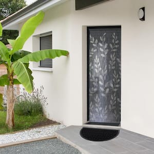 Wilson Black 18 in. x 30 in. Polyester Recycled Rubber Half Round Outdoor Front Door Mat