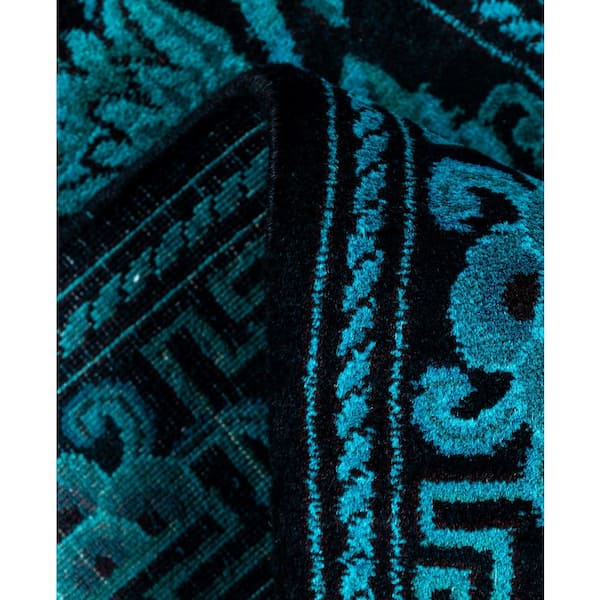 Overdyed Black 3 ft. x 11 ft. Solid Wool Indoor Runner Rug