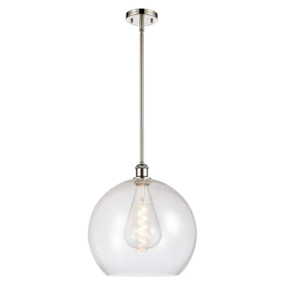 Athens 60-Watt 1-Light Polished Nickel Shaded Mini Pendant Light with Seeded Glass Shade price history on PriceWatchPro