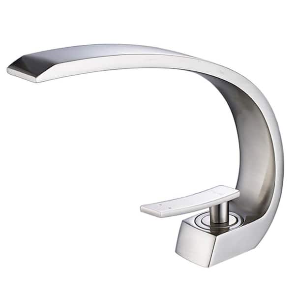 AIMADI Single Handle Single Hole Bathroom Faucet Modern Brass Bathroom Sink Basin Taps in Brushed Nickel