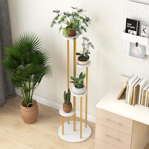 49.5 in. H x 16 in. W x 16 in. D Indoor White Metal Potted Plant Stand 4-Tier