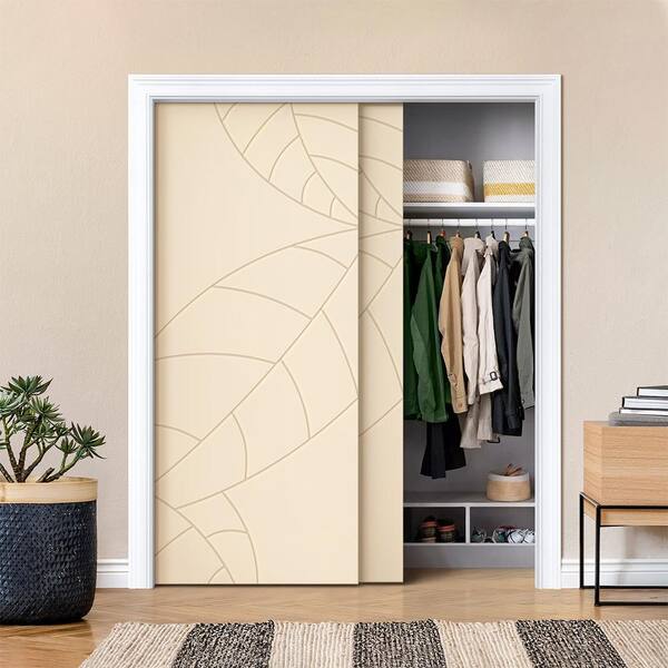 Leaf Pattern Hollow Core MDF Double Closet Sliding Door Slabs