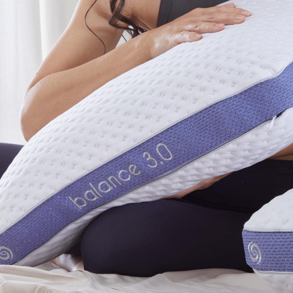 Balance 3.0 White and Blue Medium Hybrid Pillow