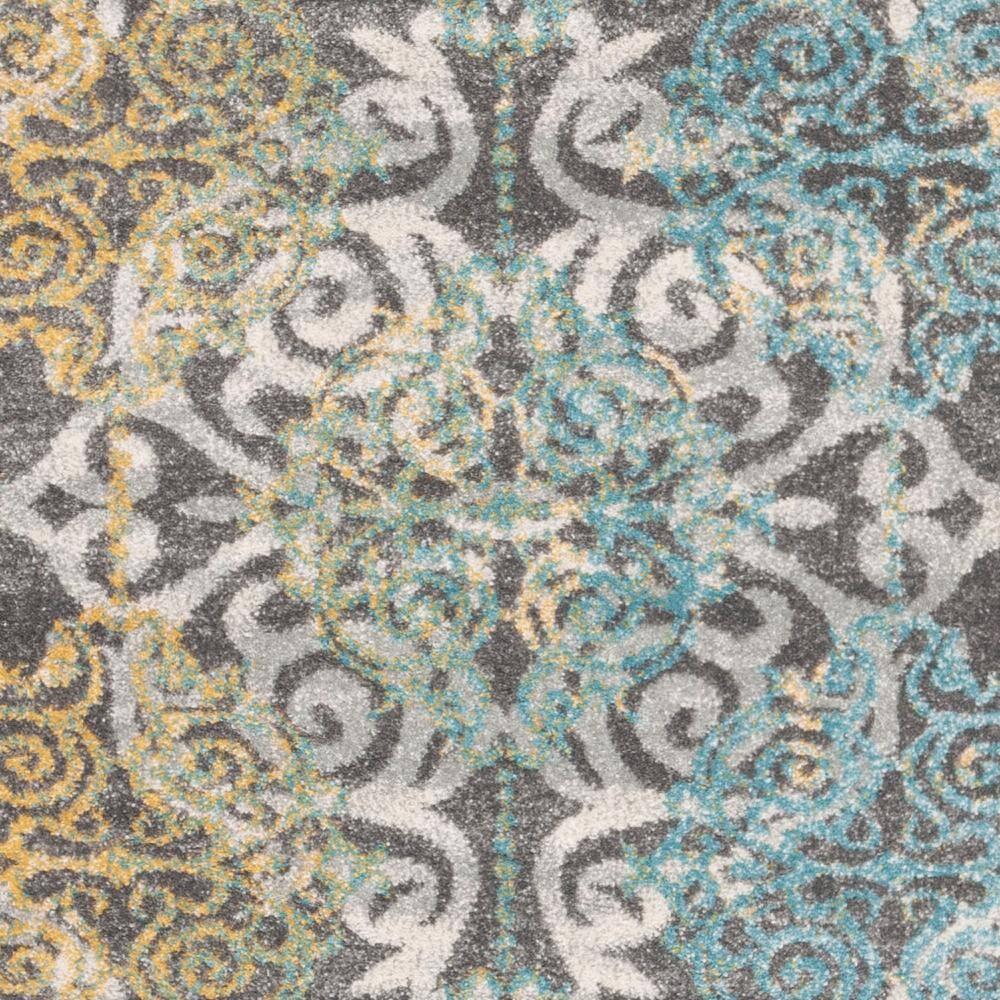 Grey and Ivory High Pile Synthetic Area Rug