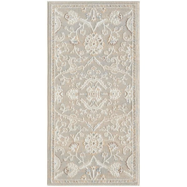 Isla Light Grey 2 ft. x 4 ft. Medallion Traditional Runner Area Rug