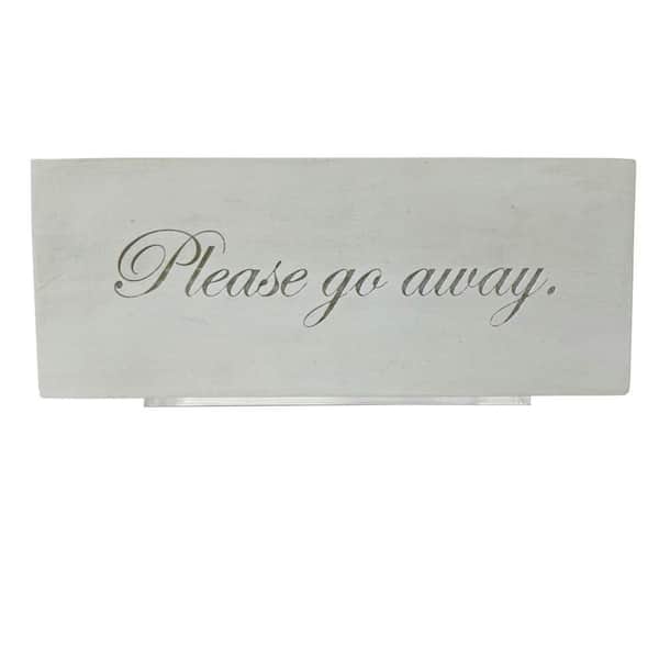 Unbranded Fossil White Gypsum 11 in. W x 4 in. H Rectangular "Please Go Away" Plaque for Desk or Wall Home Decor Single Piece