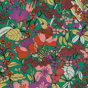 Zetta Floral Riot Multi-Colored Non Pasted Non Woven Wallpaper