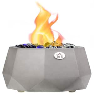 9 in. W Direct Vent Portable Concrete Tabletop Ethanol Fireplace with Lid in Light Gray