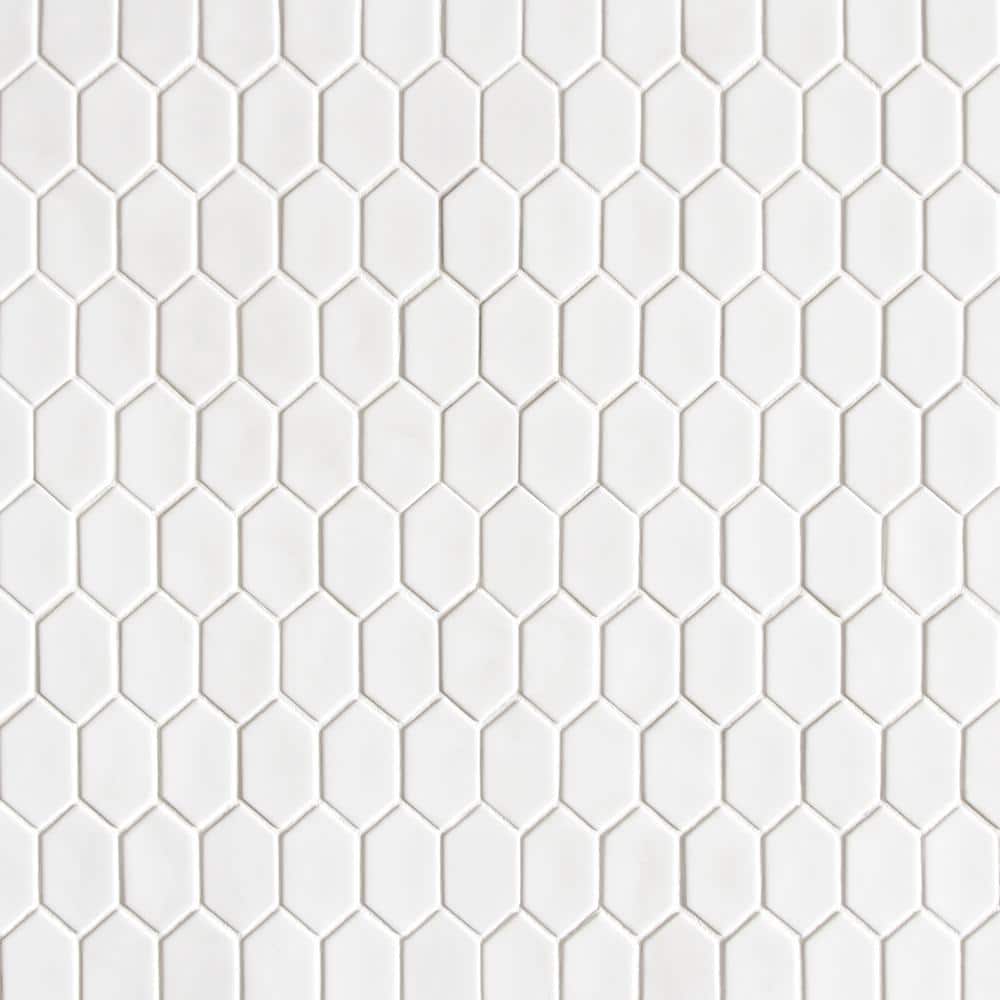 White Hexagonal Matte Glass Mosaic Tile Sheets