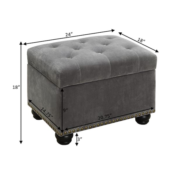 Convenience Concepts Designs4Comfort 5th Avenue Gray Velvet Tufted