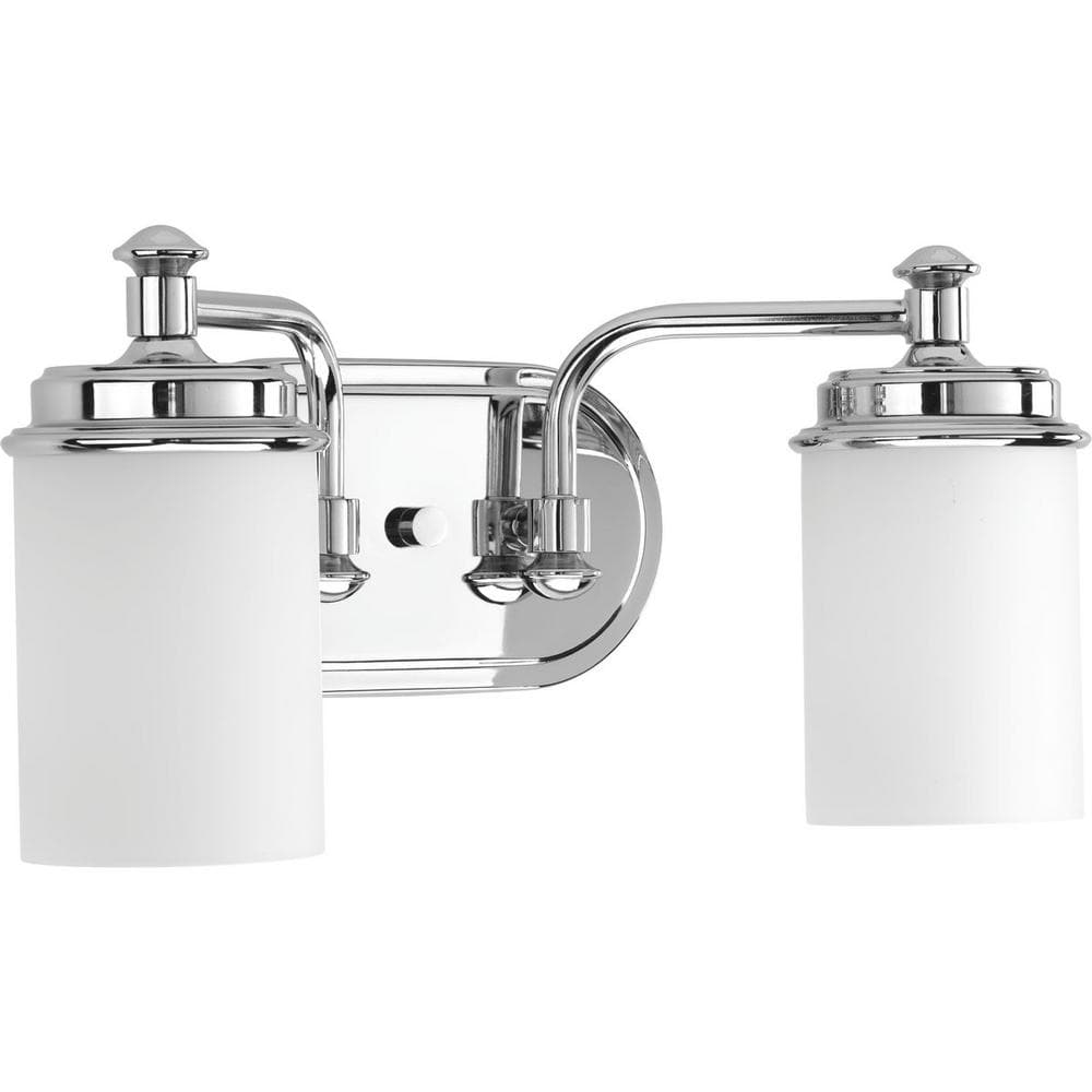 Polished Chrome 2-Light Bath Vanity with Opal Glass Shades