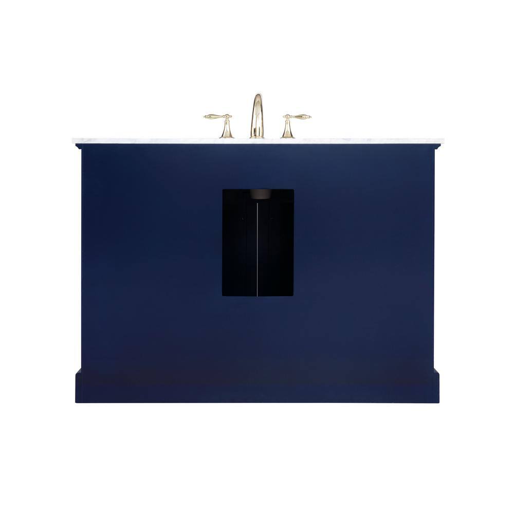 Elegant Blue Solid Wood and MDF Single Bathroom Vanity with Marble Top
